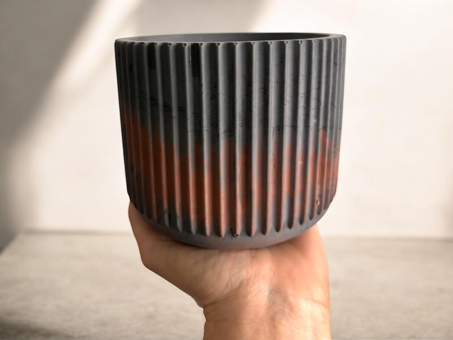 PLEATED CANDLE - Rust & Grey