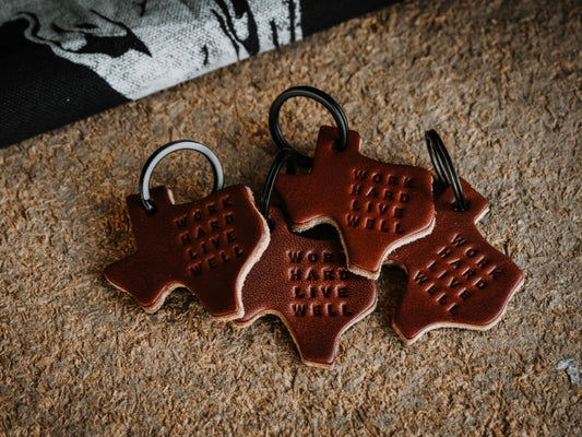 Texas Leather Key Tag - Brown